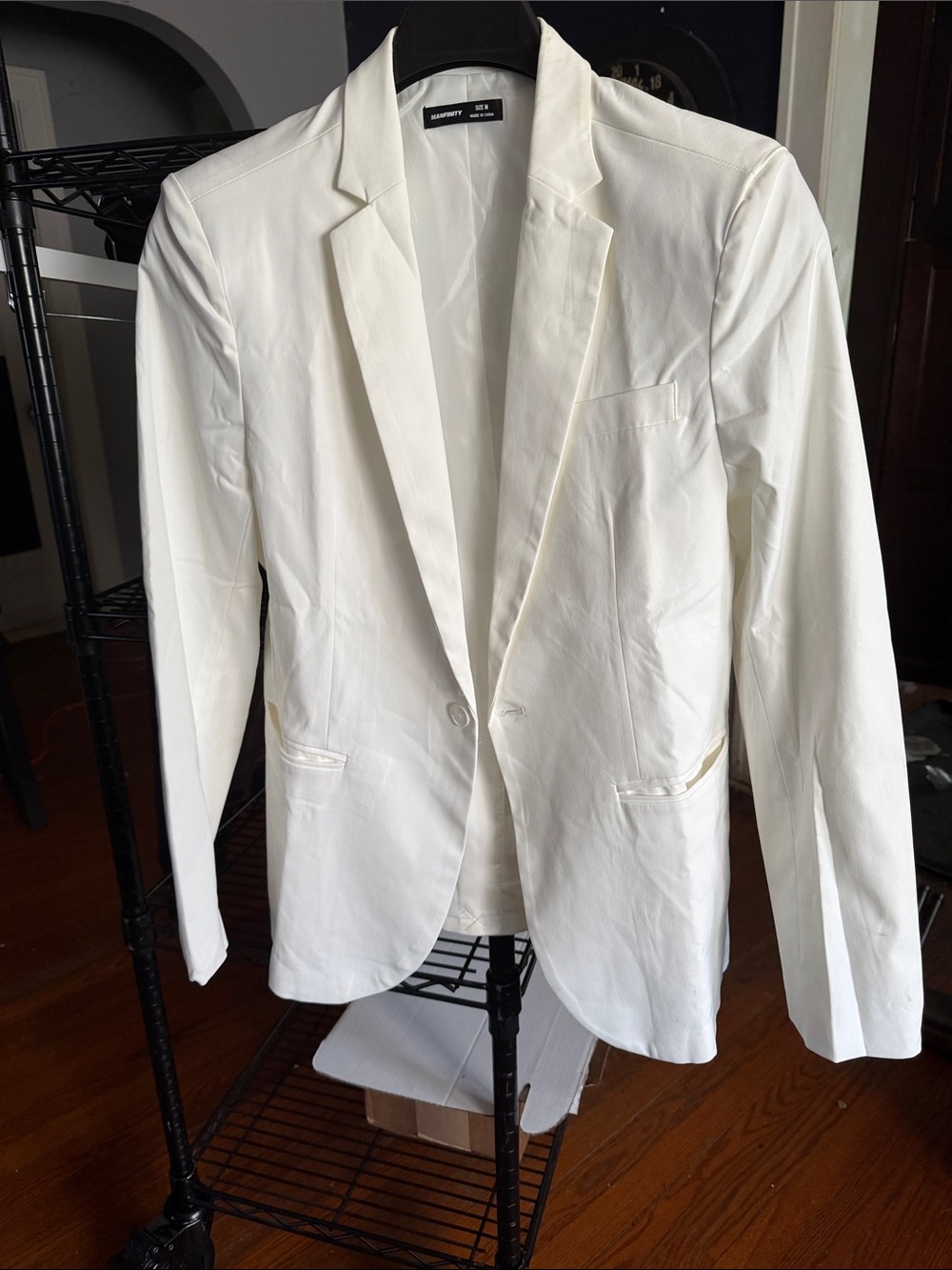 SHEIN Men White Single-Breasted Blazer